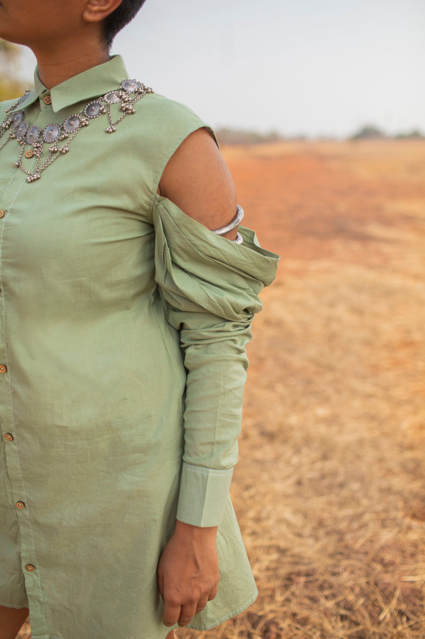 The Cowl Sleeve Shirt-Dress