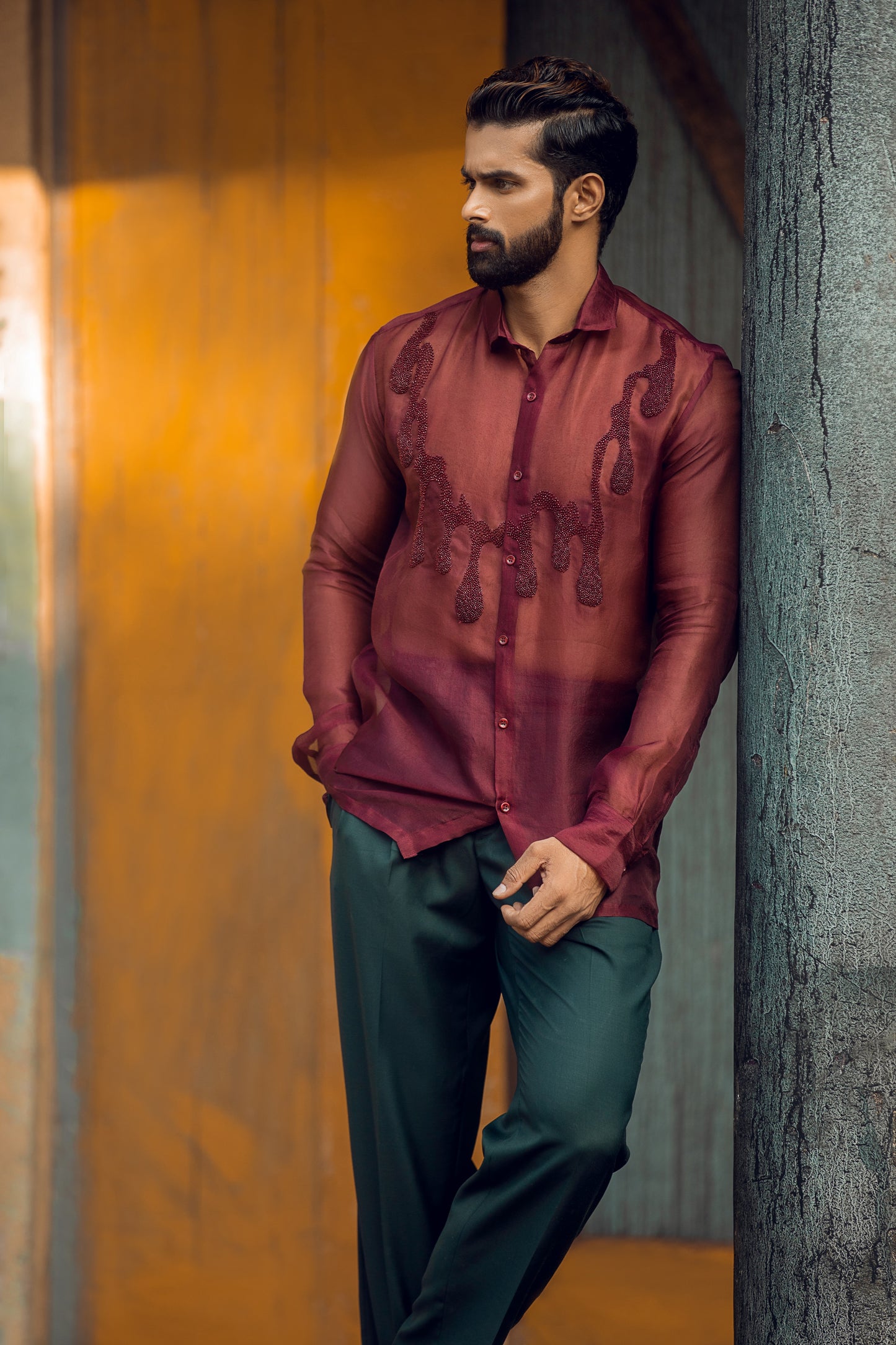 Burgundy Drip Shirt