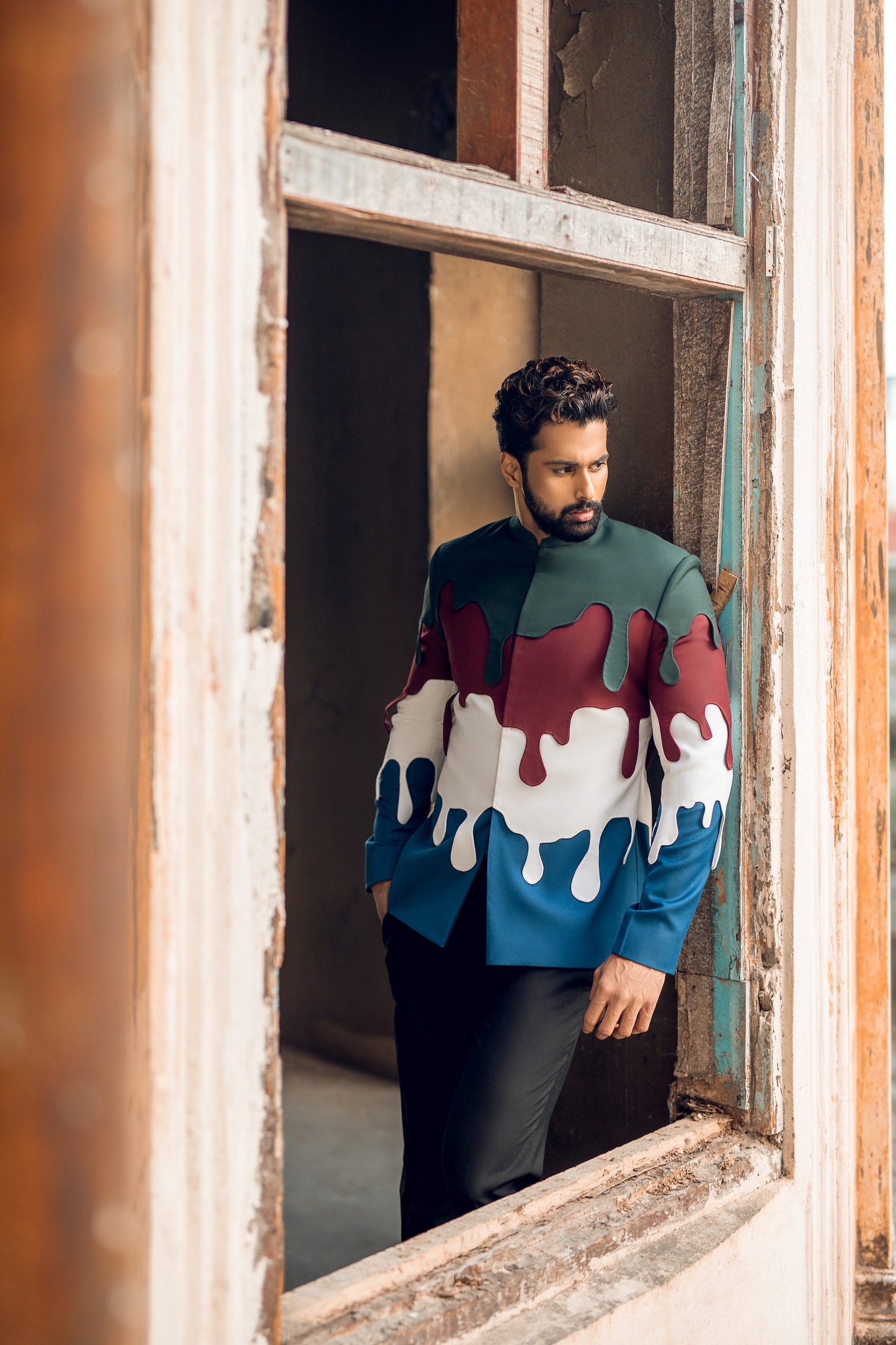 Multi-hued Drip Bandhgala