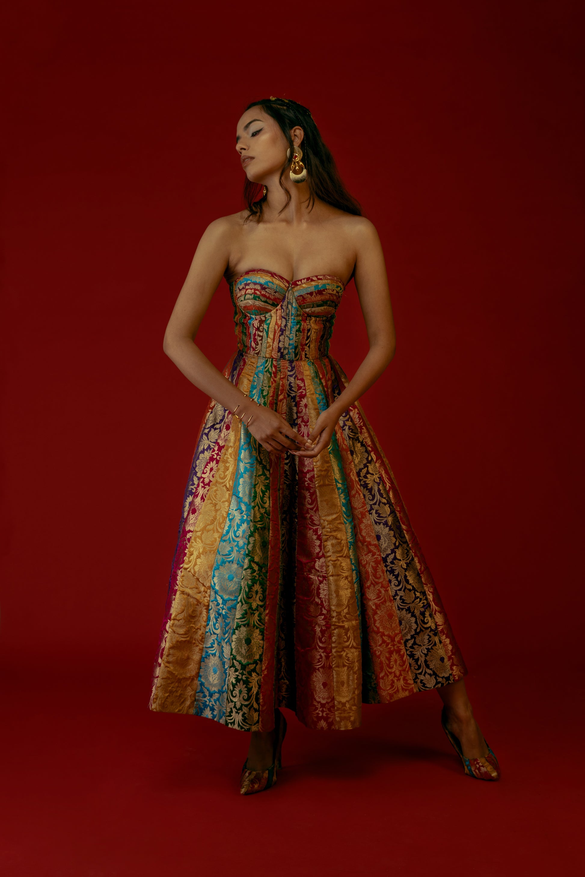 Multi-hued Corset Dress Ashwin Thiyagarajan Multi-hued Corset Dress Ashwin Thiyagarajan