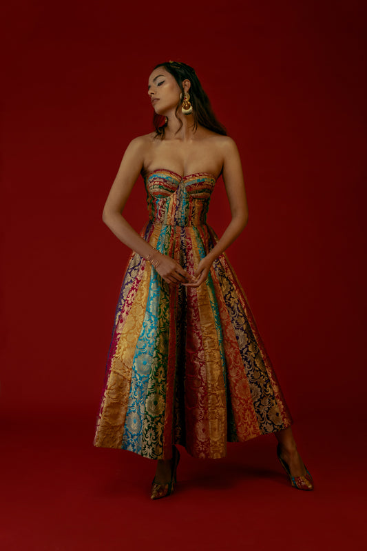 Multi-hued Corset Dress