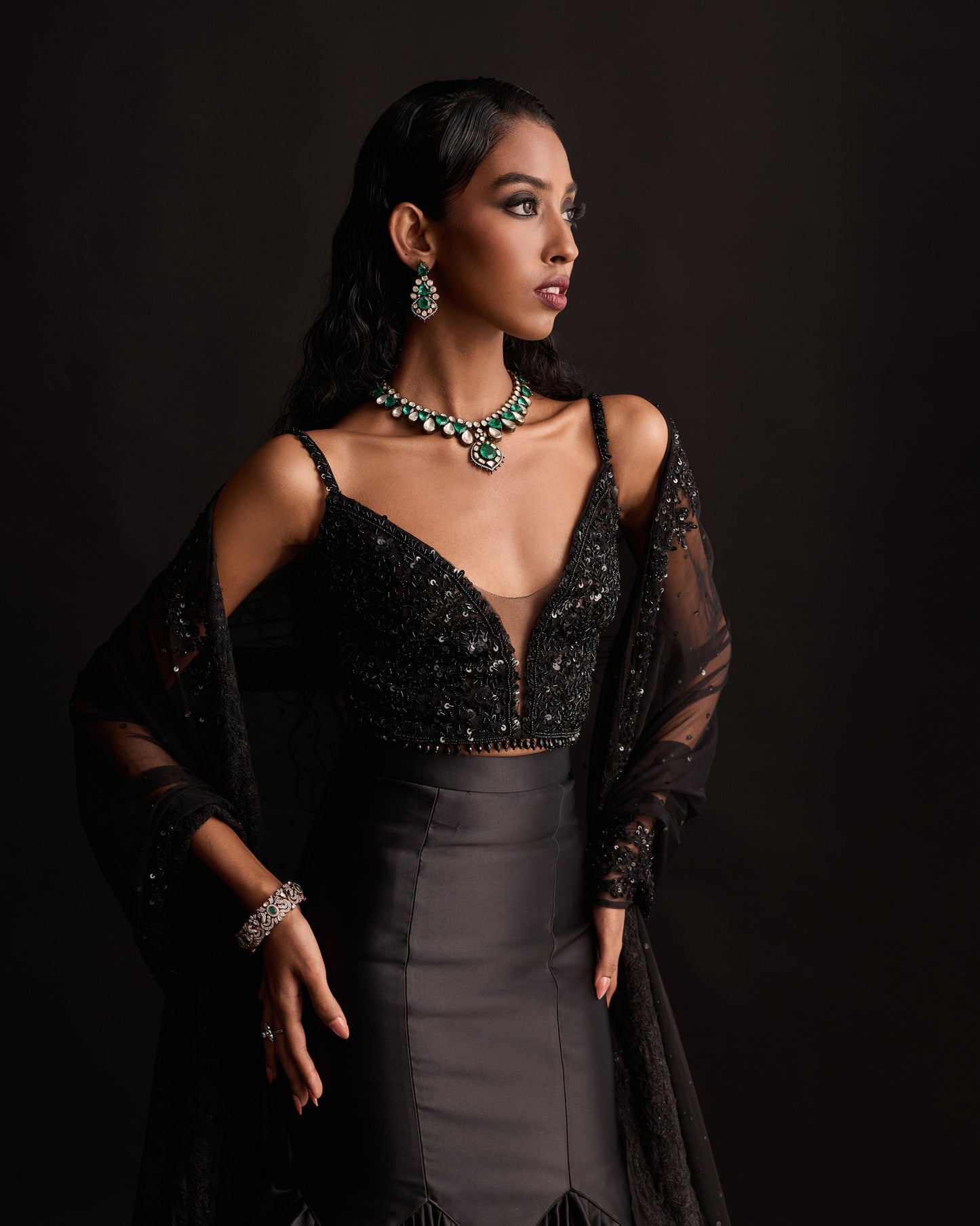 The Black Cocktail Lehenga