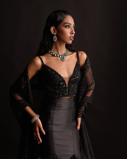 The Black Cocktail Lehenga