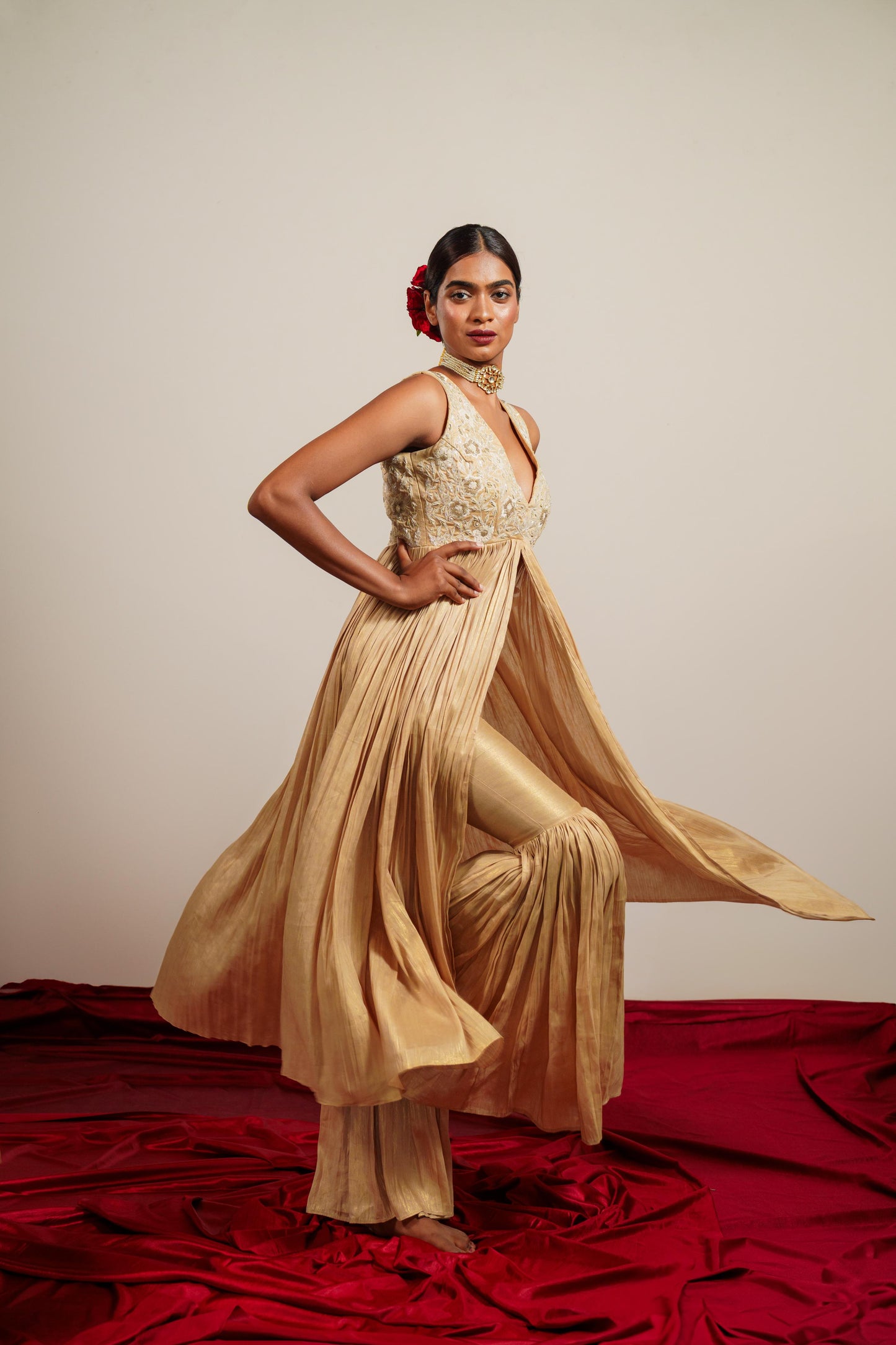 Embroidered Tunic Jacket and Gharara Pants
