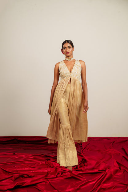 Embroidered Tunic Jacket and Gharara Pants