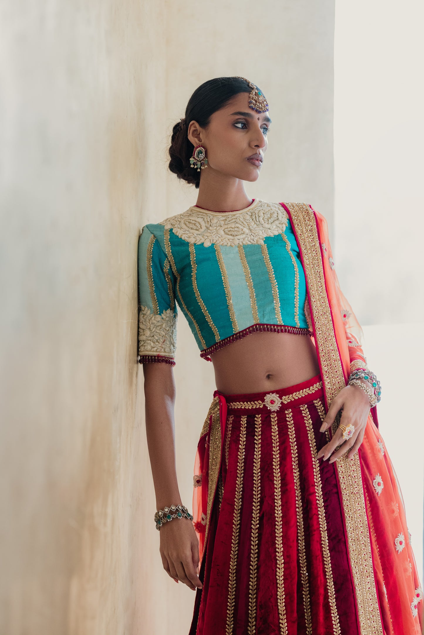 Fire & Ice - A Velvet & Silk Lehenga Set
