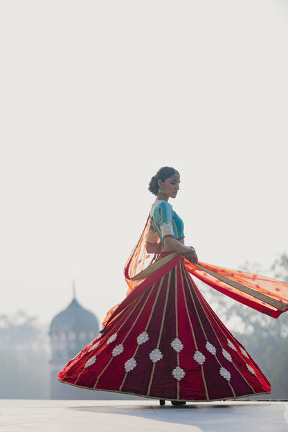 Fire & Ice - A Velvet & Silk Lehenga Set