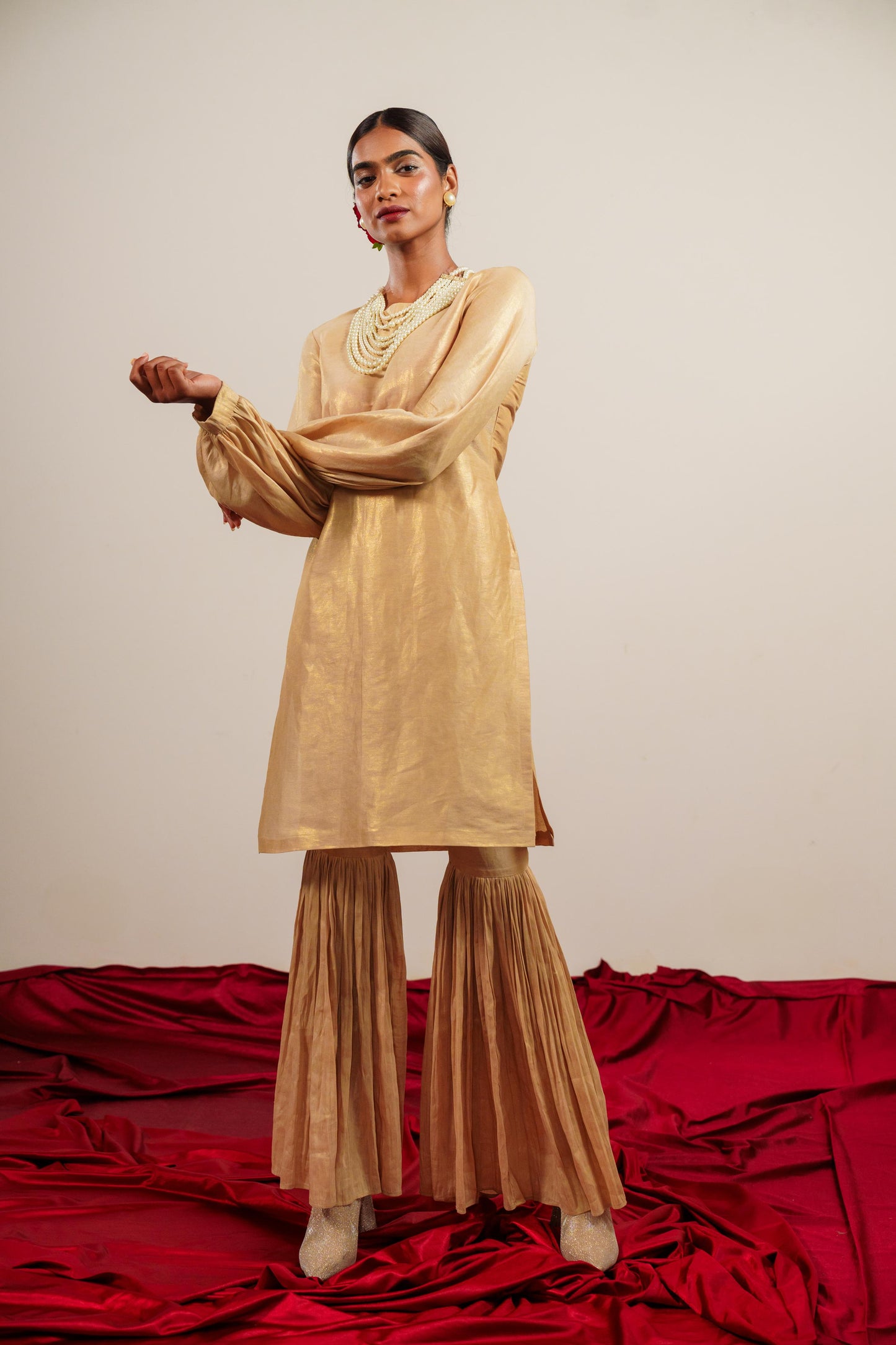 Timeless Golden Kurta & Gharara Set