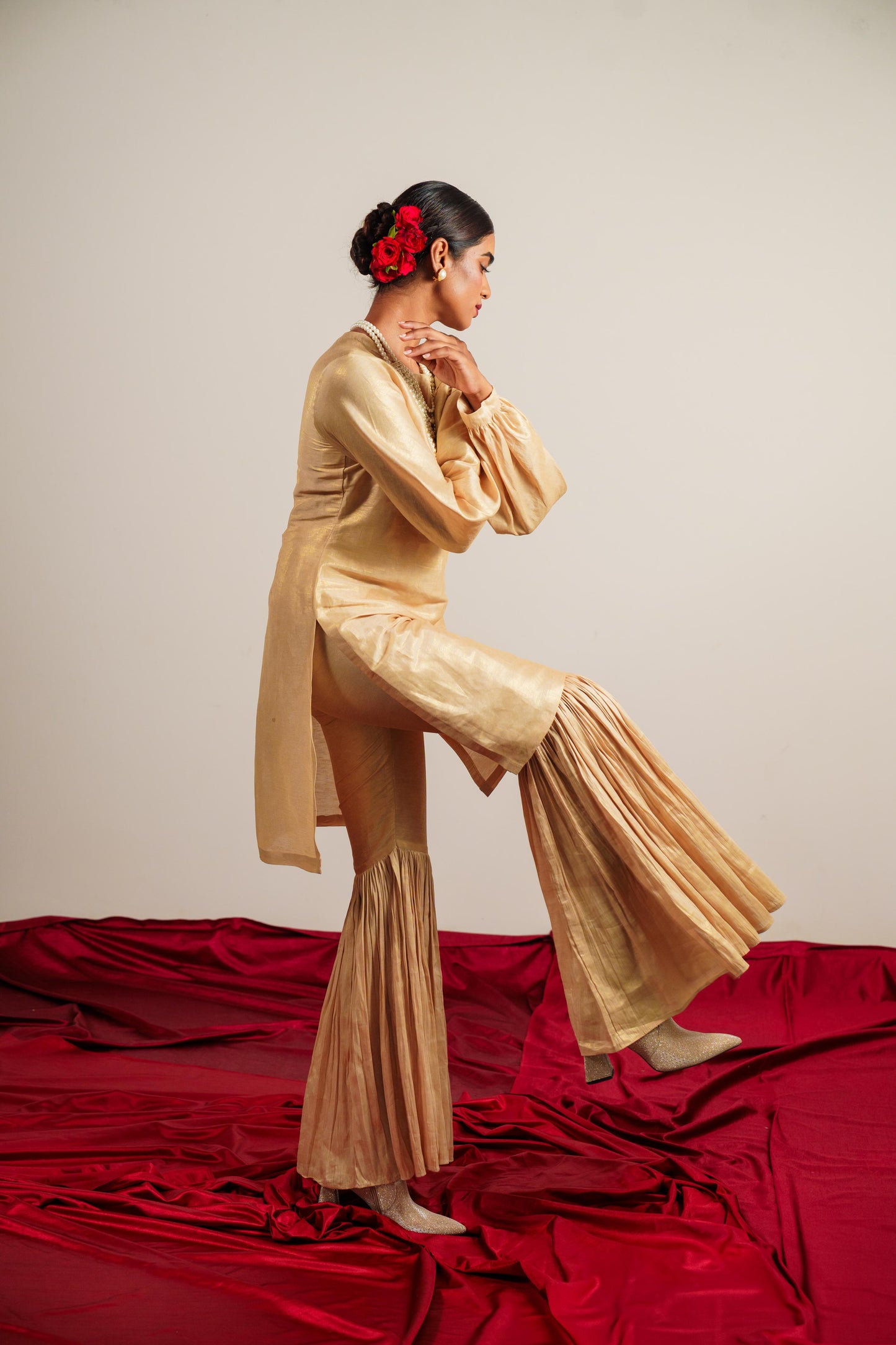 Timeless Golden Kurta & Gharara Set