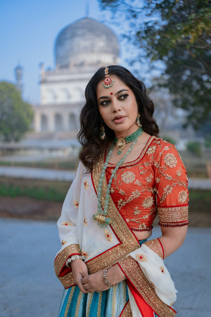 Fire & Ice - A Silk & Brocade Lehenga Set