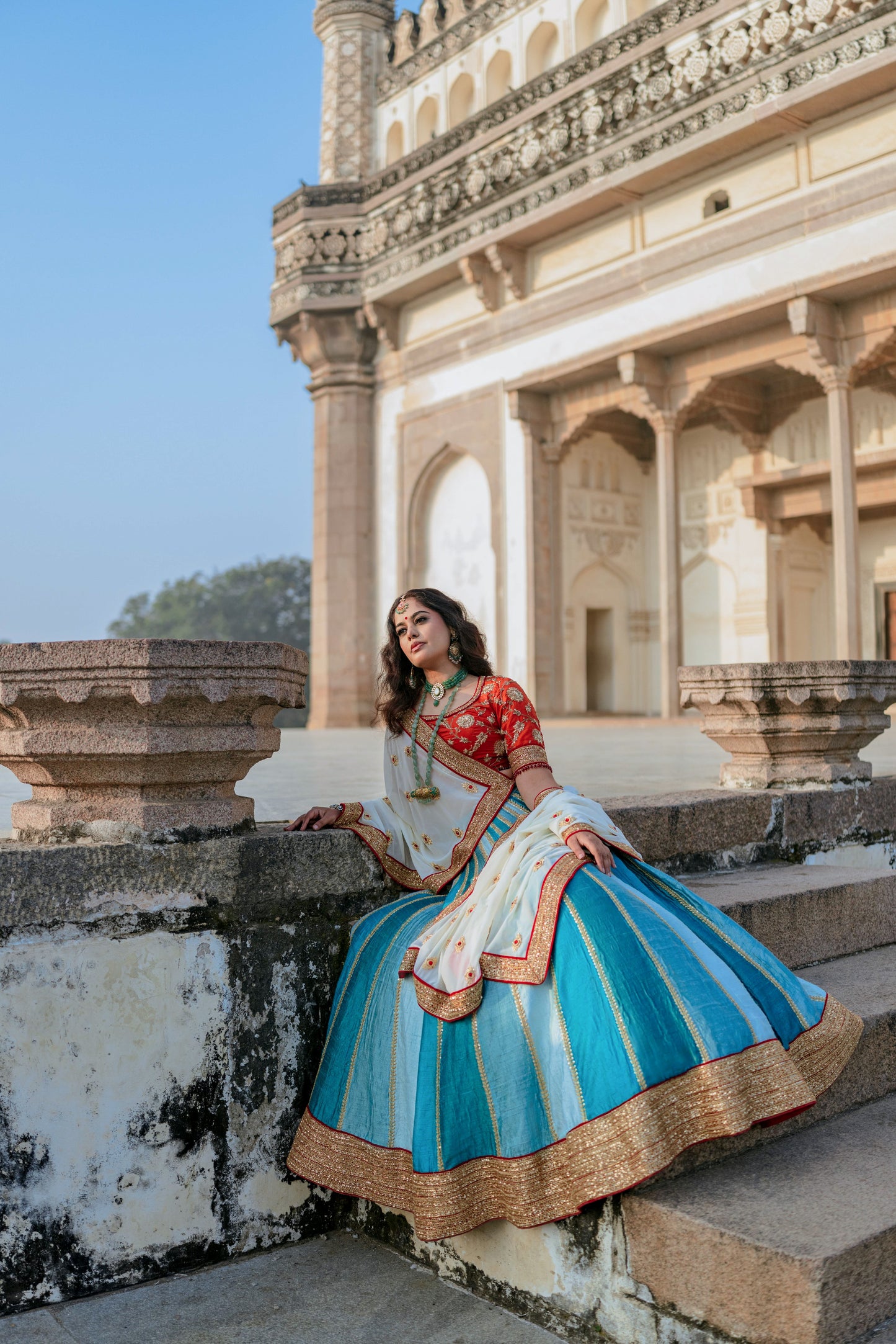 Fire & Ice - A Silk & Brocade Lehenga Set