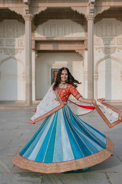 Fire & Ice - A Silk & Brocade Lehenga Set