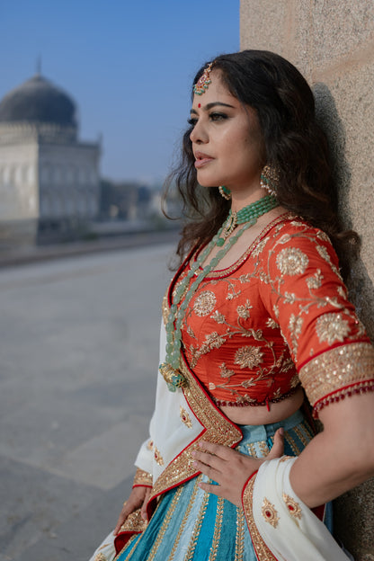 Fire & Ice - A Silk & Brocade Lehenga Set