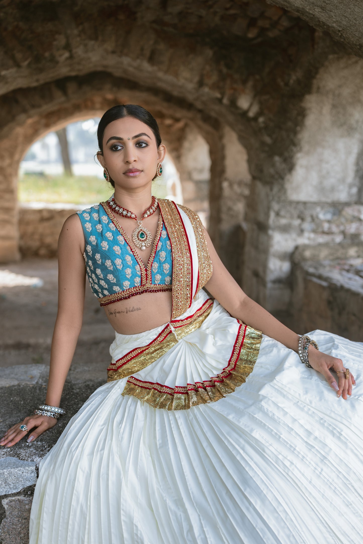 Fire & Ice - A Silk Lehenga Set